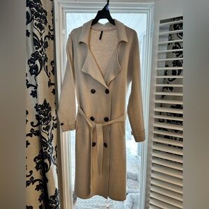 SAVVI Stylish Cream Double-Breasted Coat Large